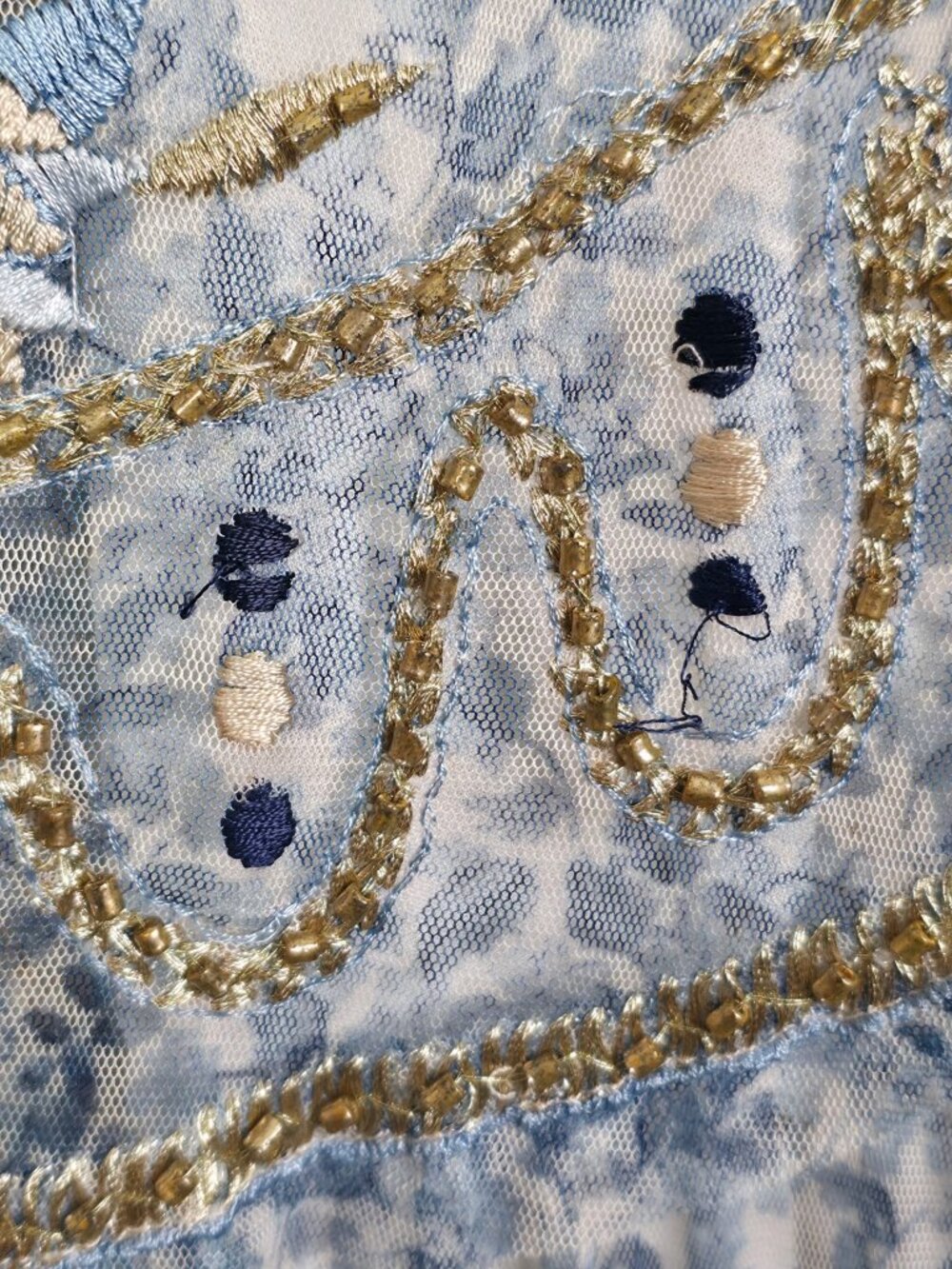 Free People Goldie Dress Porcelain Embroidered Beaded Floral Maxi NWT Size S - Picture 10 of 14